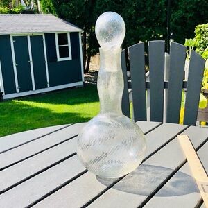 Clear Glass vintage Decorative crackle vase mid century